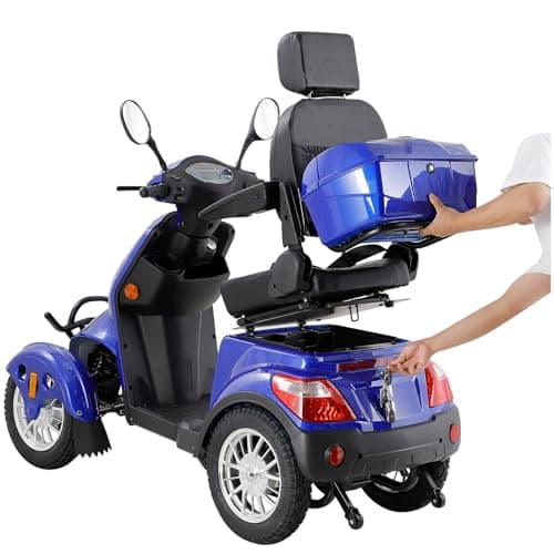Mobility Scooters for Seniors & Adults 500lbs Capacity - 800W All Terrain Electric Powered Mobility Cart - Heavy Duty Mobility Scooter for Elderly w/Charger Remote Keys (Blue) 9