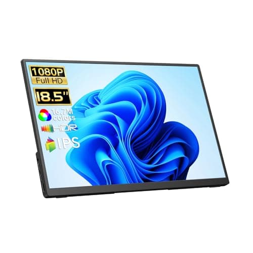 Qunub Portable Monitor 18.5 inch 100Hz FHD USB-C HDMI Travel Monitor w/Built-in Kickstand, VESA & Speakers, Eye Care HDR Portable Gaming Monitors