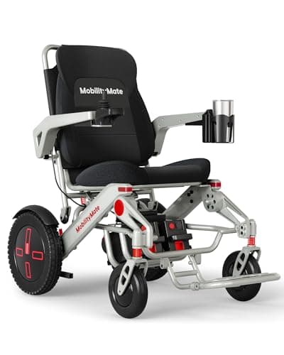 MobilityMate Folding Electric Wheelchair for Adults, All Terrain Powered Wheelchair with Dual Motors & 27 Miles Long Range