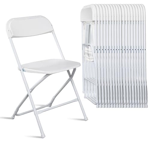 GODECOR 10pcs Folding Chair, Plastic Chairs with 330-Pound Capacity, Easy to Fold and Store Suitable for Indoor & Outdoor, Wedding, Party, Restaurant, Meeting Room, Patio and Garden, White