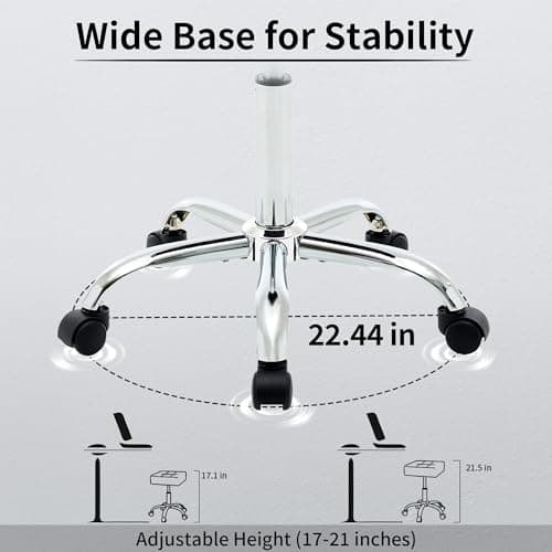 FIRAVOE Office Stool with Wheels (300lbs Capacity) (Adjustable Height 17"-21") Brown Faux Leather Workbench Stool (Camel Brown) 5