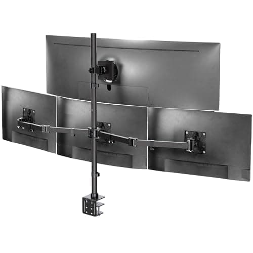 VIVO Quad Monitor Extra Tall Desk Mount for up to 49 inch Ultrawides on Top Bracket and 27 inch Screens on Lower Brackets, Holds up to 44 lbs, Black, STAND-V104T