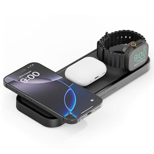 NOCO XGrid XDP3: 3-in-1 Wireless Charging Pad – Charging Station for iPhone, Apple Watch, and AirPods – MagSafe Compatible, Qi2 Certified – Includes 45W USB-C Wall Charger and 6.5-Foot USB-C Cable