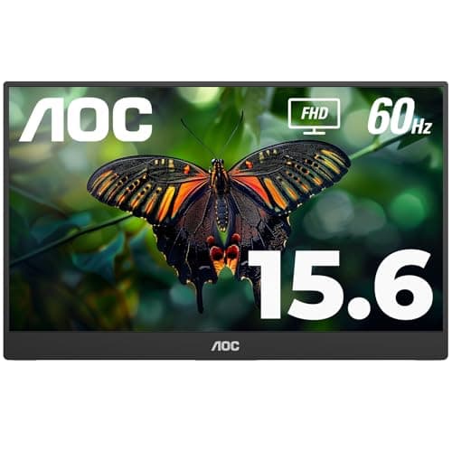 AOC 16T10 Portable Monitor 15.6 Inch FHD 1920x1080, IPS Panel, USB Type C x2,Mini HDMI x1, Smart Cover Included