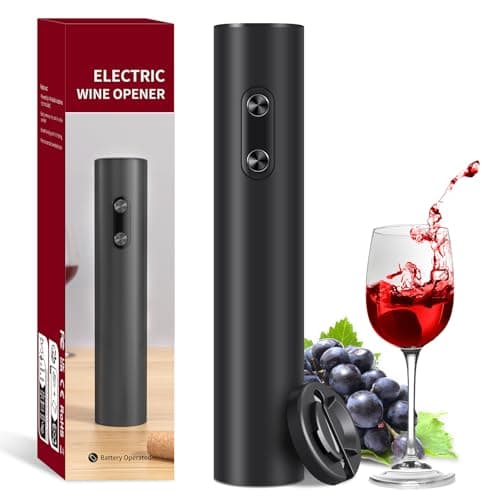 Electric Wine Opener with Foil Cutter, Battery-Powered Automatic Wine Bottle Opener for Travel, Home Kitchen & Thoughtful Surprises for Wine Lovers(AA Batteries Not Included)