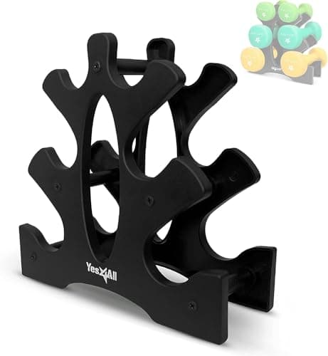 Yes4All 3-Tier Dumbbell Rack, Compact Plastic Weight Stand for 1-8 LB Dumbbells, Small Space-Saving Storage for Home Gym