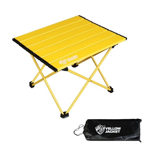 YELLOW JACKET Small Folding Camping Table - Portable Beach and Lightweight Camp Side Table With Carry Bag for Outdoor Cooking, Picnics, Travel - Ultralight Aluminum