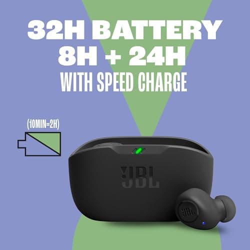 JBL Vibe Buds - True Wireless Earbuds, Smart Ambient, VoiceAware, Up to 32 total hours of battery life with speed charging, Water and dust resistant, JBL Deep Bass Sound (Black) 6