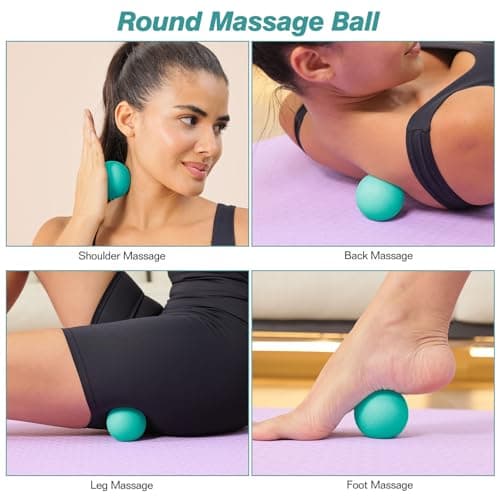 5 in 1 Foam Roller Set - Trigger Point Foam Back Roller, Muscle Roller Stick, Massage Ball, Stretching Band for Deep Muscle Massage Pilates Yoga,Fitness Exercise for Whole Body Release 5