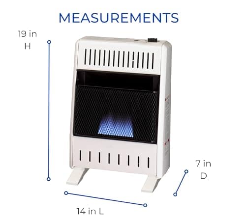 ProCom ML100TBA-B Ventless Propane Gas Blue Flame Space Heater with Thermostat Control for Home and Office Use, 10000 BTU, Heats Up to 500 Sq. Ft., Includes Wall Mount and Base Feet, White 6