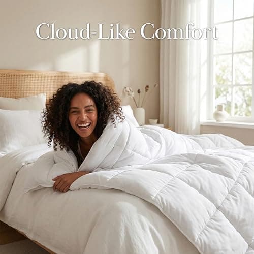 Southshore Fine Living, Inc. Twin Comforter/Duvet Insert, Down-Alternative White Twin/XL Comforter, Soft, Fluffy Comforters, Easy Care, Wrinkle Free, Pet Hair Resistant Bedding, Bright White 8
