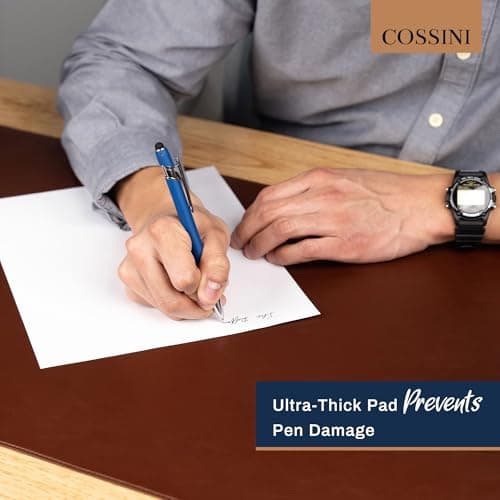 Cossini XL Desk Pad - Large Vegan Leather Desk Mat (17 x 36) - Buttery Smooth Writing, Damage Blocking, Non-Slip, Waterproof - Home Office Computer Desk Protector Blotter Laptop Keyboard Mouse Pad 8