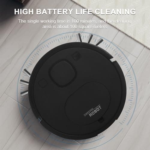 Mini Robotic Vacuum Cleaner for Pet Hair, 1200Pa Suction with Dual Side Brushes, 6cm Ultra-Thin ≤55dB Quiet, Fits Hardwood/Low-Pile Carpets，Powerful Suction Robot Vacuum for Small Homes 6