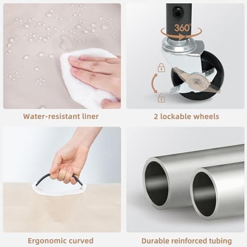 STORAGE MANIAC 3 Section Laundry Sorter, 35.9 Gal (136 L) Laundry Hamper Cart with Heavy Duty Rolling Lockable Wheels and Removable Bags, Clothes Organizer Basket Clothes Separator Hamper, Beige 5