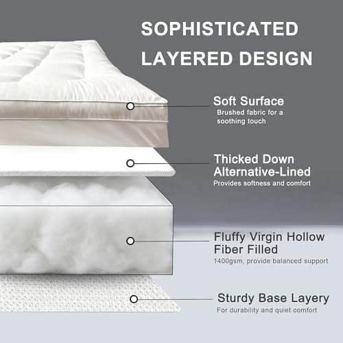 3 inch Mattress Topper King Size Pillow Top - Extra Thick Padded Mattress Pad & Protector, Breathable Fitted Deep Pocket 8-21, Ultra Soft & Supportive 1100GMS 8