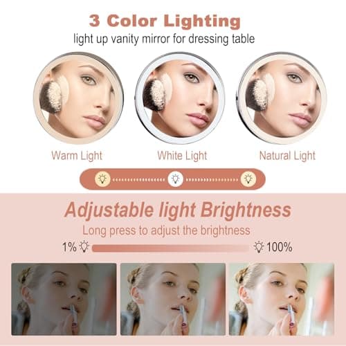 8“Wall Mounted Makeup Mirror With Lights, 10x Magnifying Mirror Wall Mount for Vanity, Bathroom and Shaving, Rechargeable Wall Mounted Makeup Mirror Swing Arm with Adjustable Brightness (Black-10X) 8