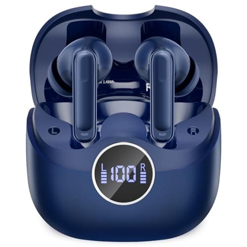 xinwld Adaptive Hybrid Active Noise Canceling 2026 Wireless Earbuds, 6 Mics ENC Clear Call Ear Buds, Hi-Res Audio Deep Bass Bluetooth 5.4 Headphones, 40H Playtime, Wireless Charging, LED, USB-C, Blue