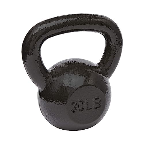 Amazon Basics Cast Iron Kettlebell for Strength Training, 30 Pounds, Black, Textured Wide Handle