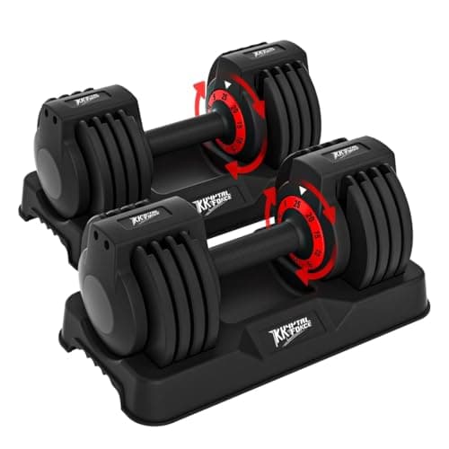 25/55lbs Pair Adjustable Dumbbells Set, Dumbbells with Anti-Slip Metal Handle for Exercise & Fitness Fast Adjust Weight for Full Body Workout Fitness