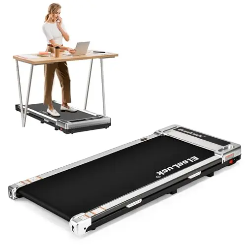 Elseluck Walking Pad Under Desk Treadmill for Home Office With Remote Control, LED Display (Silver)