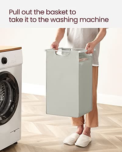 VASAGLE Laundry Hamper, Laundry Basket, Laundry Sorter with 3 Pull-Out and Removable Bags, Shelf, Metal Frame, 3 x 10.6 Gallons (40 L), 36.4 x 13 x 28.4 Inches, Cream White and Cloud White UBLH301W01 8