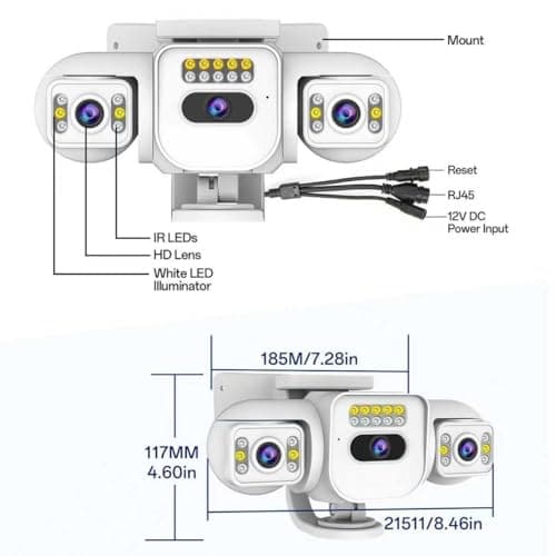 Kinnkall 4MP Triple-Lens Outdoor Security Camera, 2.4GHz WiFi Camera for Home, 180-plus Degrees Coverage, Night Vision, 2-Way Talk, SD/Cloud Storage, Works with Mobile Apps & PCs 9