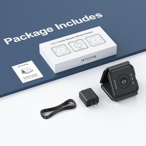 Wireless Charger 3 in 1,RTOPS Magnetic Travel Wireless Charging Station Multiple Devices,GaN 3 in 1 Charging Station,Compatible for iPhone16/15/14/13/Pro/Max,iWatch,AirPods4/3/2/Pro(Adapter Includes) 7