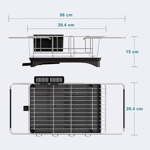 MAJALiS Dish Drying Rack - Use for Countertops & in-Sinks & Over-Sink, Stainless Steel Dish Drainers for Kitchen Counter, Inside Dish Dryer Racks, 10.4''W x 15.5''~23.5''L, Silver 6