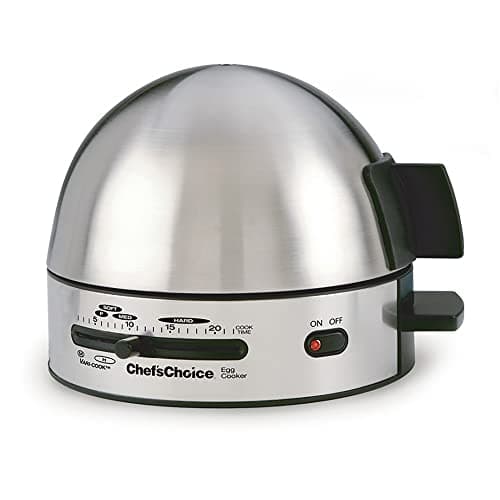 Chef'sChoice Automatic Electric Egg Cooker 7-Egg Capacity with Electronic Timer, Audible Signal & Nonstick Stainless Steel Design Hard-or Soft-Cook 7 or 3 Poached or Scrambled, 350-Watts, Metallic