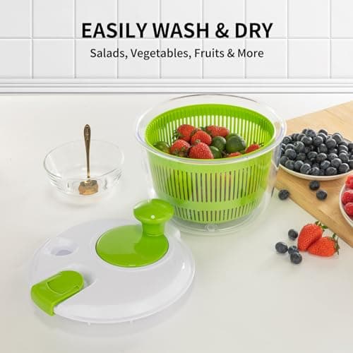Salad Spinner, Fruit and Vegetable Washer, Spin and Dry Salad Greens, 3 QT Lettuce Spinner with Bowl and Mesh Basket 8