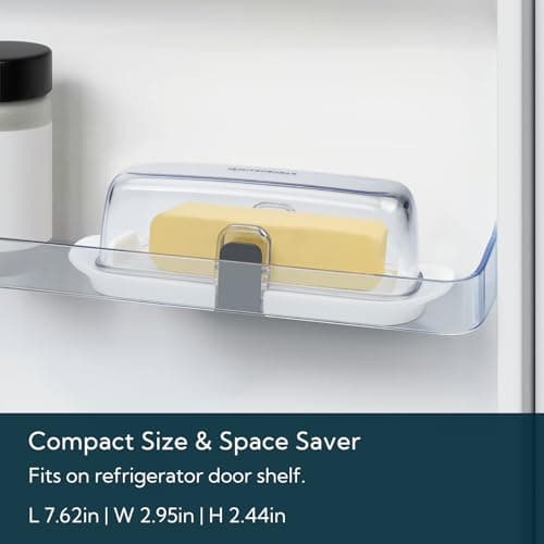 KITCHENDAO One-handed Airtight Butter Dish with Lid for Countertop and Refrigerator Door Shelf, Butter Holder with One Press to Open/Close Secure Latching Buckle for West/East Coast Butter (White) 5