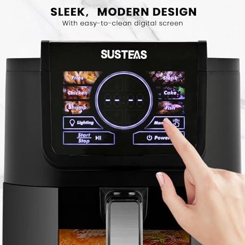 SUSTEAS Air Fryer, 5-Quart Family Size, One Touch Digital Control Presets with 400F Heat, French Fries, Chicken, Meat, Fish, Nonstick Quick & Easy Meals in Minutes, Black 7