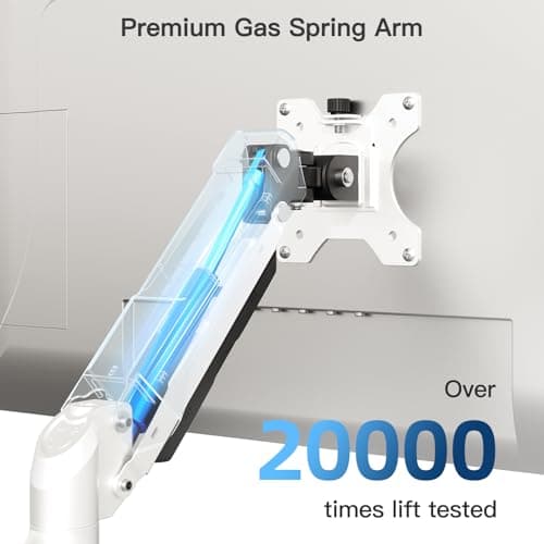 MOUNTUP 27inch Extra Long Monitor Arm, Single Desk Mount for 22-32 inch, Tall Monitor Stand Holds 4.4-19.8lbs, Height Adjustable Monitors Stand for Desk with C-Clamp/Grommet Base, White 6