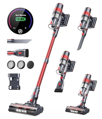 Cordless Vacuum Cleaner, 450W 40Kpa Stick Vacuum with Touch Screen, 55 Mins Runtime Rechargeable Vacuum, Lightweight Powerful Vacuum Cleaner for Home with 1.5L Cup for Pet Hair Carpet Hardwood Floor