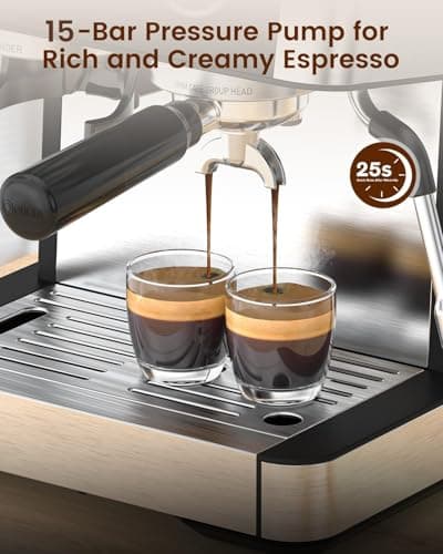 Electactic Espresso Machine with Grinder, 15 Bar Expresso Coffee Machines with Milk Frother Steam Wand, Professional Espresso Maker with Removable Water Tank, Cappuccino & Latte Machine for Home 5
