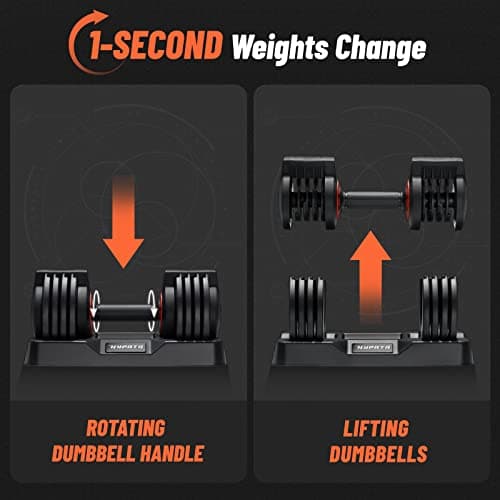 HYPATA 25 lbs Pair Adjustable Dumbbell Set, Fast Adjust Weight with Tray Suitable, Adjustable Dumbbells for Full Body Workout 6