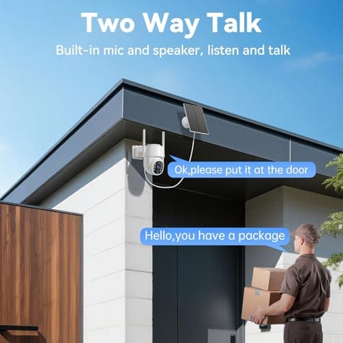 Solar Security Cameras Wireless Outdoor, 5G Solar Camera Outdoor Wireless, Battery Powered Wire-free WiFi Cameras for Home Security, 360° PTZ, AI Human Detection, Color Night Vision, Work with Alexa 9