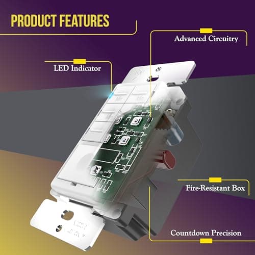ENERLITES Countdown Timer Switch for Bathroom Fans and Lights, 1-30 Min, Neutral Wire Required, UL Listed, White 5