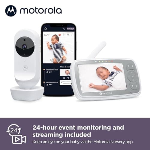 Motorola Nursery Baby Monitor with Camera and Audio, 4.3" Screen VM44 with WiFi, Long Range, Zoom/Tilt, Temperature Sensor, Lullabies, Night Vision 2