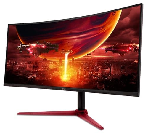 acer Nitro 34 Inch UWQHD 3440 x 1440 1500R Curved PC Gaming Monitor | AMD FreeSync Premium | Up to 180Hz Refresh | 1ms (VRB) | 400nit | DisplayHDR 400 | One DP 1.4 & Two HDMI 2.0 | XZ342CU Vbmiiphx 9