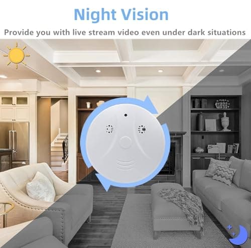 Security Camera Smoke Detector Hidden Camera 1080P WiFi Indoor Cam with Night Vision Motion Detection Real-Time Spy Camera for Home Office Safety 5