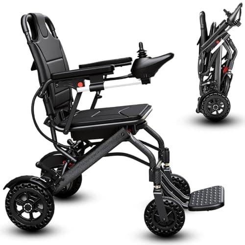 Small Electric Wheelchairs for Adults, 36 lbs Lightweight Foldable Power Wheel Chair with Removable Battery, 12-Mile Range Portable Compact Travel Motorized Wheelchair for Seniors, Airline Approved