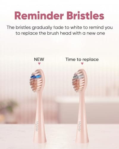 MySmile DY156 Electric Toothbrush for Adults, Rechargeable Sonic Battery Toothbrush Portable with 3 Brush Heads, 2 Mins 5 Modes Smart Timer, 45000VPM, One Charge for 60 Days - Pink 8