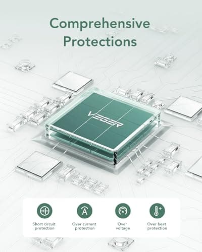 VEGER Portable Charger with Built-in AC Plug and Cables, All in One 10000mAh Ultra Slim Power Bank Travel Essentials, Fast Charging Battery Pack Compatible with iPhone, Samsung, Android (Green) 9