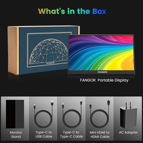 FANGOR Portable Monitor, 15.6" FHD 1080P Travel Monitor for Laptop, Ultra-Slim HDR IPS Computer Gaming Display, USB-C HDMI Screen Extender with Smart Cover for Laptop PC Phone Mac Xbox PS4/5 7