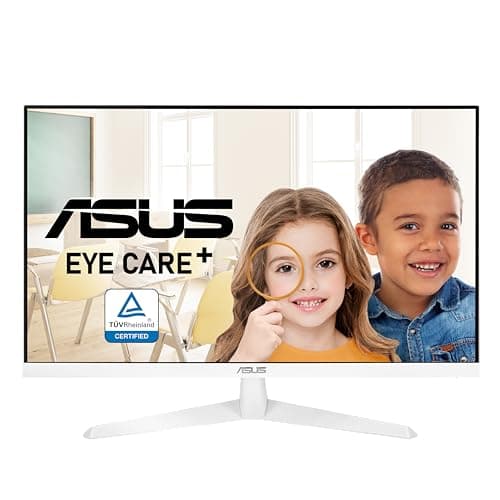 ASUS VY279HE-W 27” 1080P Monitor - White, Full HD, 75Hz, IPS, Adaptive-Sync/FreeSync, Eye Care Plus, Color Augmentation, Rest Reminder, HDMI, VGA, Frameless, VESA Wall Mountable