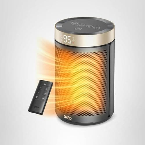 DREO Space Heater, Portable Electric Heaters for Indoor Use with Thermostat and Remote, 2024 Upgraded, Digital Display, 12H Timer, 5 Mode, 1500W PTC Ceramic Fast Safety Heat for Office Bedroom Home 9
