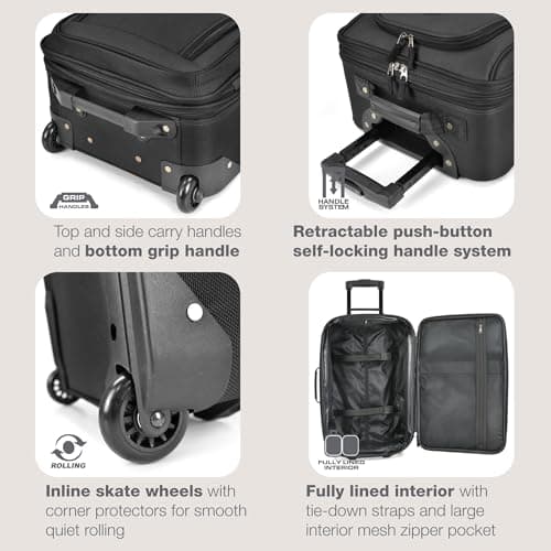 U.S. Traveler Rio Lightweight Softside Rolling Carry-on Suitcase, 2-Wheel Single, Black 6