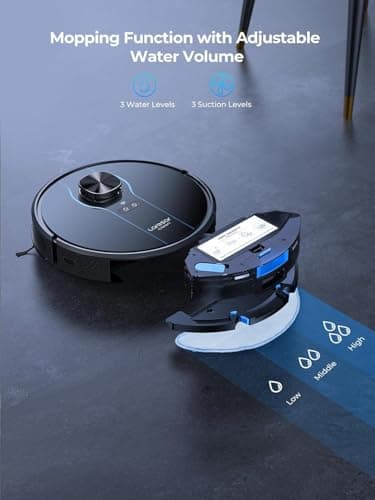 Robot Vacuum and Mop Combo, 5000Pa Robotic Vacuum with Self Emptying Dock for 60 Days, Smart Lidar Navigation Robot Vacuum Cleaner, Mapping, APP/Voice Control for Per Hair, Hard Floor and Carpet 5