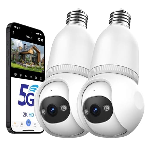 2K Light Bulb Security Camera Wireless Outdoor - 360° AI Motion Detection Cameras for Home Security Outside, 2.4G/5G Hz, Full-Color Night Vision, Auto Tracking, Siren Alarm, SD/Cloud Storage(2pack)